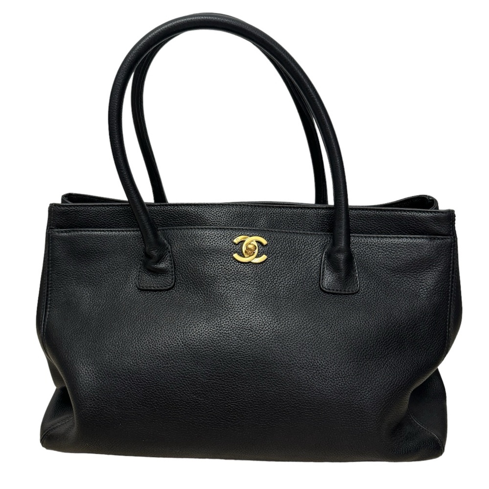 Chanel Executive Cerf Tote Black Caviar Leather Gold Hardware